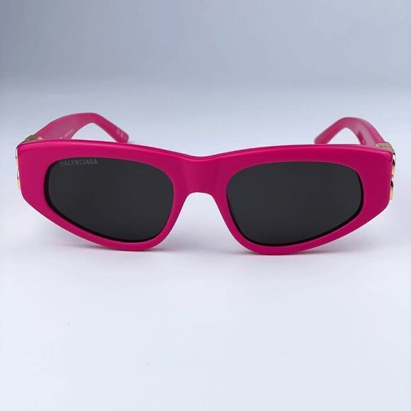 SALE! NEW Balenciaga BB0095S 006 Pink Gold Logo Grey Cat Eye Women Sunglasses main image 13